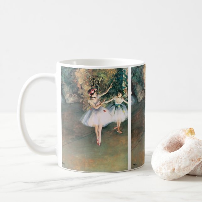 Zwei Tänzer auf einer Bühne von Edgar Degas, Vinta Kaffeetasse (Mit Donut)