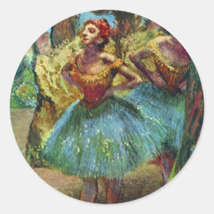Zwei Tänzer von Edgar Degas, Vintage Ballettkunst Runder Aufkleber