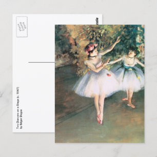 Zwei Tänzerinnen auf einer Bühne von Edgar Degas, Postkarte