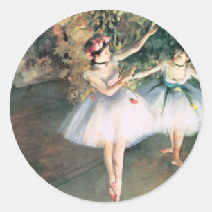 Zwei Tänzerinnen auf einer Bühne von Edgar Degas, Runder Aufkleber
