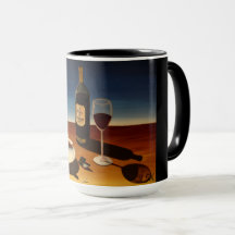 Zwei Tasse mit Ton "Wein & Zigarren"