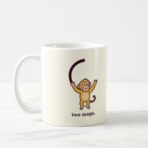 Zwei Tassen, ein Ring - Süße Affentasse für Paare Kaffeetasse