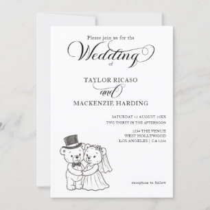 Zwei Teddy Bars Braut und Groom Hochzeit Einladung