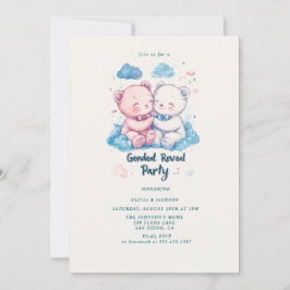 Zwei Teddy Bears Gender Reveal Party Einladung