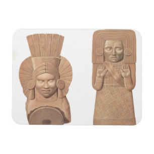 Zwei Terrakottazahlen der Frauen von Palenque, Magnet