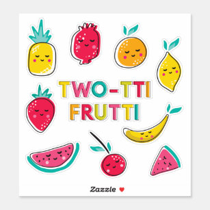 Zwei Ti Frutti Niedlich Fruit Cocktail-Charaktere Aufkleber