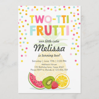Zwei-Ti frutti Party laden Tutti fruity Geburtstag Einladung