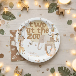 Zwei Tiere im Zoo-Safari-Kindergeburtstag Pappteller