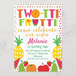 Zwei-tii Fruit Come Celebrate 2. Geburtstag einlad Einladung