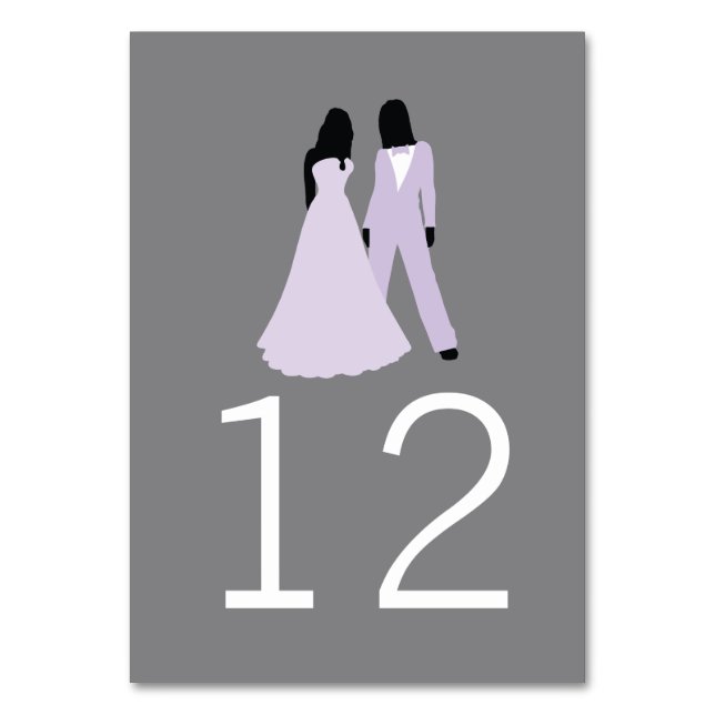 Zwei Tischnummern Hochzeit (Lilac und Grau) (Vorderseite)