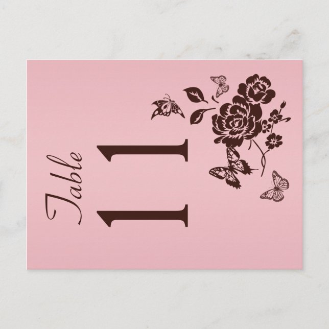 Zwei Tischnummern in Rosa und Braun (Vorderseite)