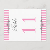 Zwei Tischnummern in Rosa und Weiß