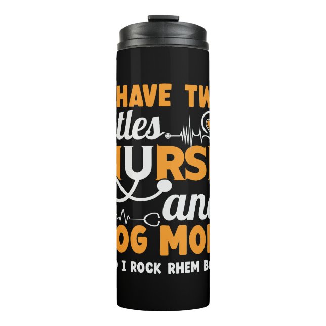 Zwei Titel Krankenschwester und Hunde Mama Thermosbecher (Vorderseite)