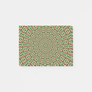 Zwei-Ton-Grün und Rot und Weiß Weihnachts-Mandala Post-it Klebezettel