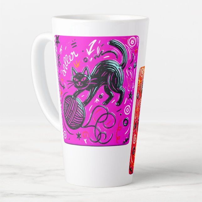 Zwei-Ton-Schwarze Katze Milchtasse (Linke Ecke)