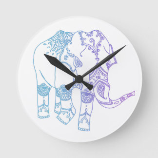 Zwei-Ton verschönerte Elefant-Uhr Runde Wanduhr
