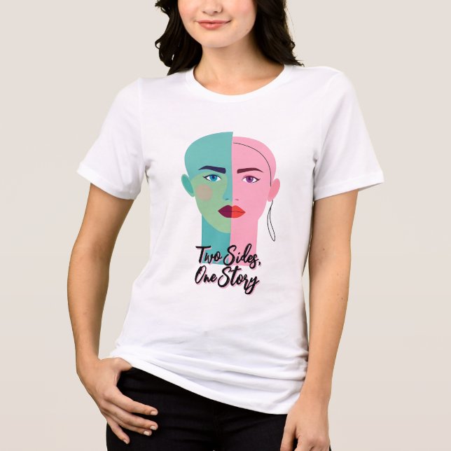 Zwei-Tone-Abstrakte Gesichtshälfte Tri-Blend Shirt (Vorderseite)