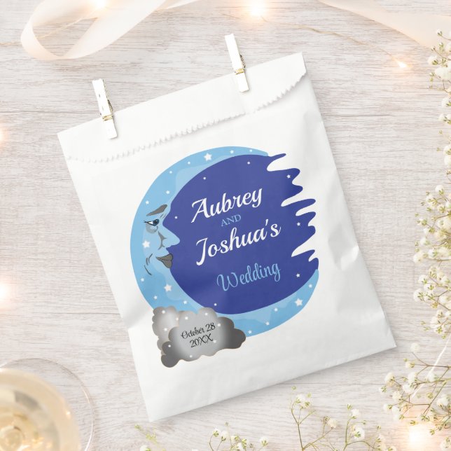 Zwei Tone Blau über der Mondhochzeit Personalisier Geschenktütchen (Ausgeschnitten)
