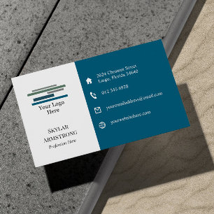 Zwei Tone Blau Weiß Ihre Logo-Symbole auf einer Se Visitenkarte