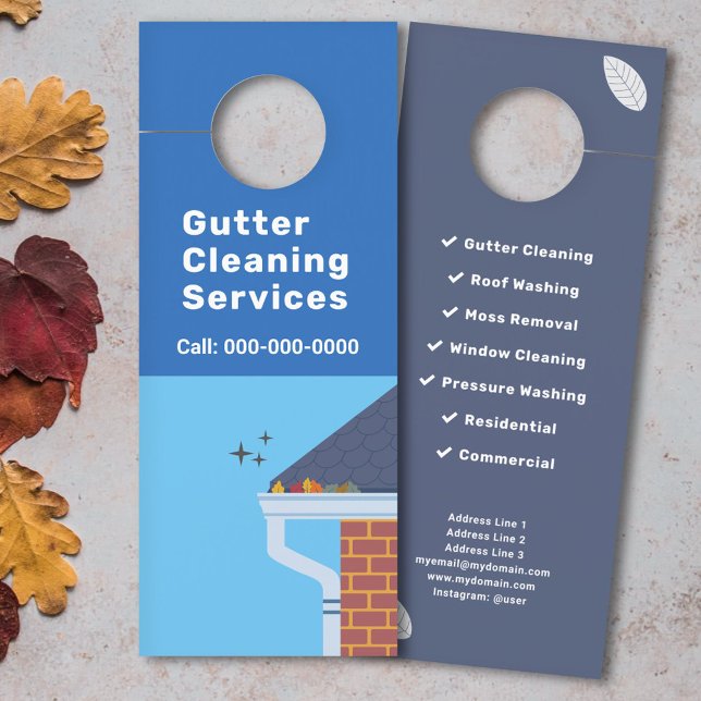 Zwei Töne blaue Gutter Cleaning Services Türanhänger (Two tones blue Gutter Cleaning Services Door Hanger)