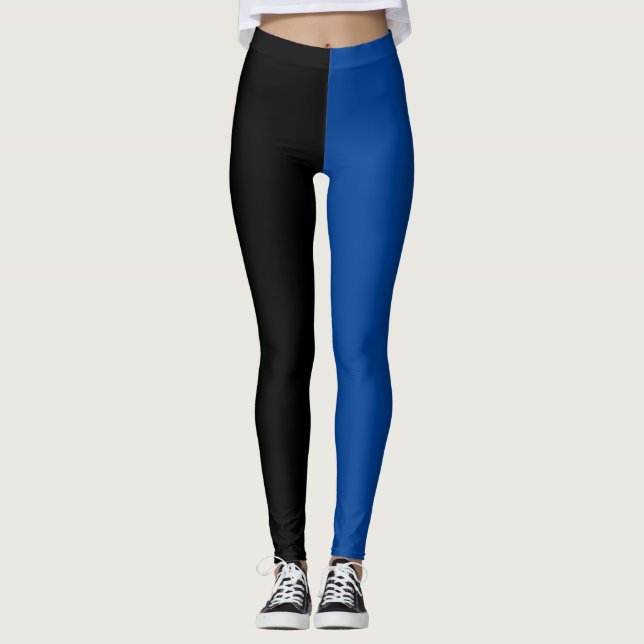 Zwei Tone Blue Black Halloween Leggings (Vorderseite)