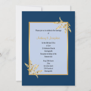Zwei Tone Blue Gold ELEGANT CLASSIC WEDD Einladung