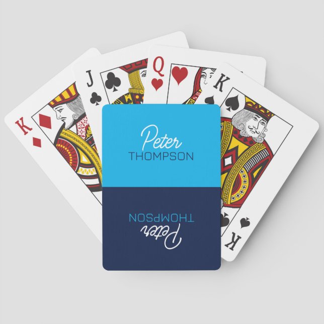 Zwei Tone Blue Playing Cards mit Namen Spielkarten (Rückseite)