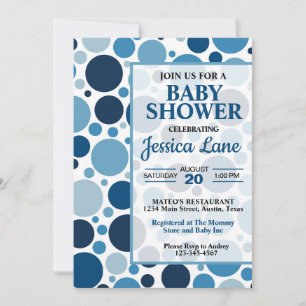 Zwei Tone Blue Polka Dots Baby Dusche Einladung