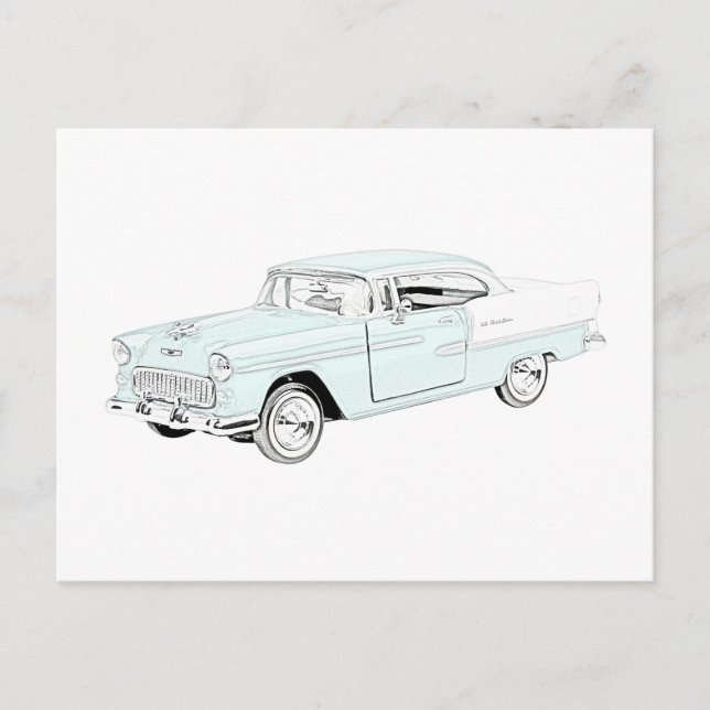 Zwei Tone Blue und White Chevy Bel Air Postcard Postkarte (Vorderseite)