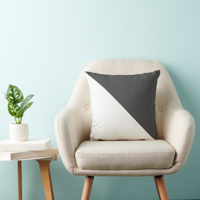 Zwei Tone Diagonal Dark Gray Throw Kissen (Stuhl )