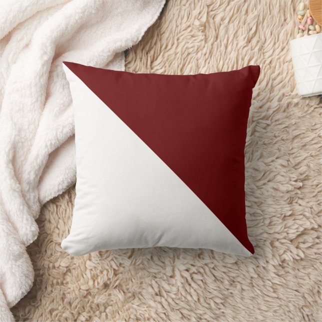 Zwei Tone Diagonal Dark Red Throw Kissen (Decke)