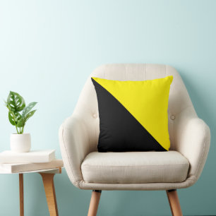 Zwei Tone Diagonal Gelb und Schwarz Kissen