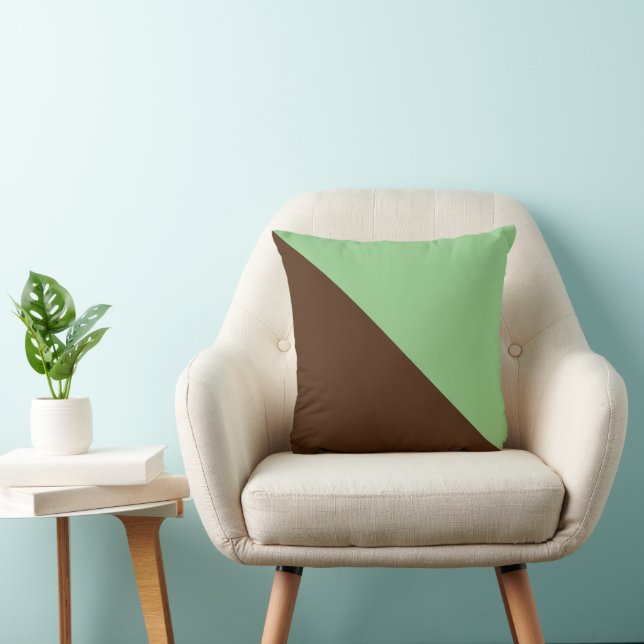 Zwei Tone Diagonal-Sage und Rich Brown Kissen (Stuhl )