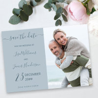 Zwei-Tone-Dusty Blue Custom-Foto Save the Date