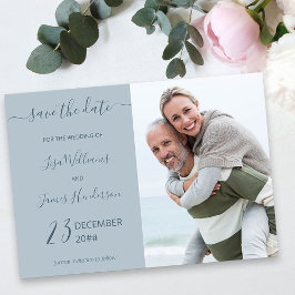 Zwei-Tone-Dusty Blue Custom-Foto Save the Date Einladung