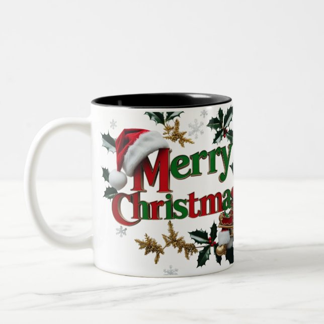 Zwei-Tone Frohe Weihnachtsfeier - Feiertag Zweifarbige Tasse (Links)