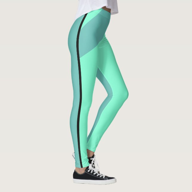 Zwei Tone Geometric Aqua und Aquamarin Leggings (Rechts)