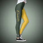 Zwei Tone Gold & Forest Green Monogram Leggings<br><div class="desc">Ein Farbblock,  der in Gold und Grünwald mit Vornamen und Monogramm-Buchstaben einbrennt. Diese Zwei-Töne-Kleidung ist perfekt für diejenigen,  die nicht gewollt haben zu wählen und jeden Tag tragen können!</div>