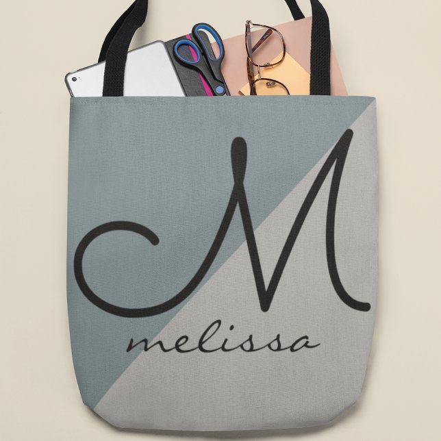 Zwei Töne graue, große Tüte mit Namen (Von Creator hochgeladen)