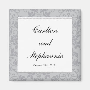 Zwei Töne Gray Damask Wedding Magnet Gefallen