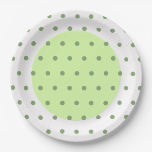 Zwei Tone Green Polka Dots Pappteller
