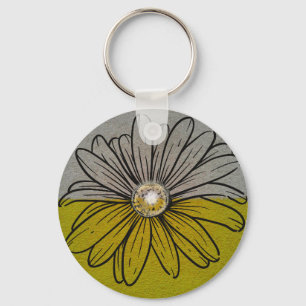 Zwei Töne grün und grau Blume Schlüsselanhänger