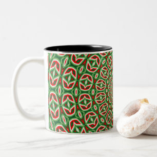 Zwei Tone Grün und Rot und weiße WeihnachtsMandala Zweifarbige Tasse