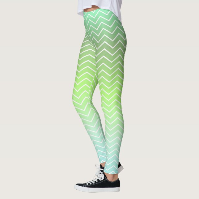 Zwei-Töne Grün Zickzack Leggings (Links)