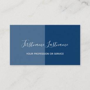 Zwei Töne halbiert dunkelblaue Kalligraphie Visitenkarte