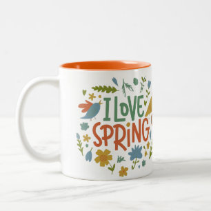 Zwei-Tone-I-Liebe Frühjahr Zweifarbige Tasse