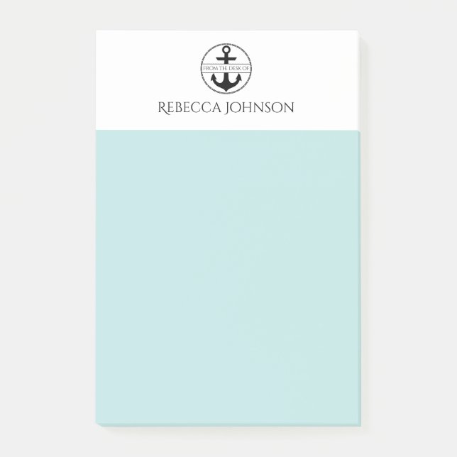 Zwei-Töne-individuelle Name "From the Desk of" Post-it Klebezettel (Vorderseite)