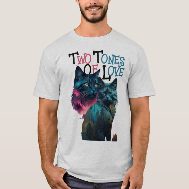 Zwei Töne Liebe: farbenfrohe Katzen-Unternehmen T-Shirt (Vorderseite)