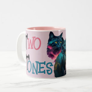 Zwei Töne Liebe: Vibrant Cat Pair Zweifarbige Tasse