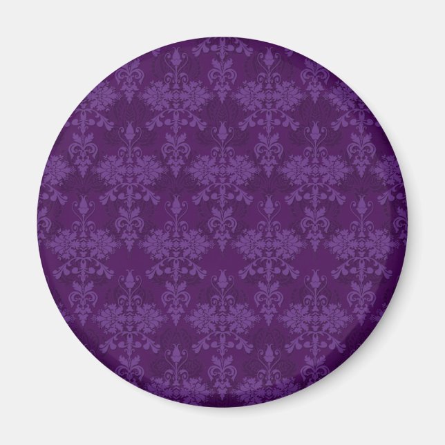 Zwei Tone Lila Damask Magnet (Vorne)